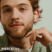 Bearded man with nose piercings and earrings