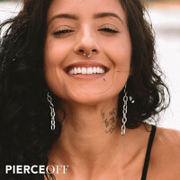 smiling happy woman with lip labret piercing