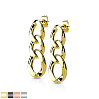 Pair of 316L Chain Link Dangle Stud Earrings - Black