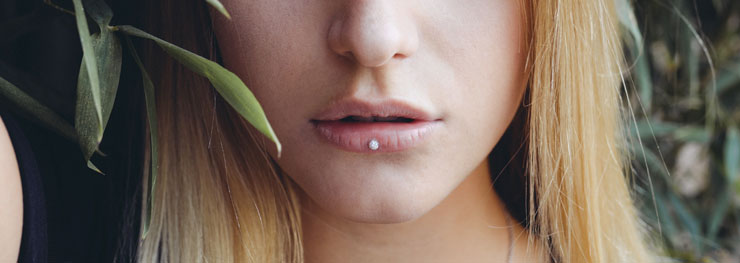 Girl with lip piercing