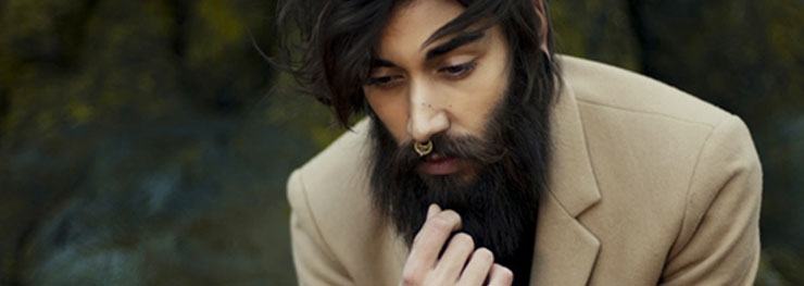 Bearded guy with septum piercing