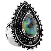 Steel and Brass Abalone Beaded Teardrop Plug image