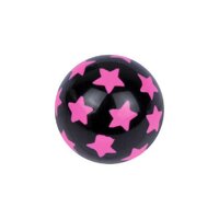 Acrylic UV-Active Stars Ball - Pink on Black