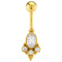 Bright Gold PVD Jewelled Bead Cluster Navel image