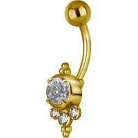 Bright Gold PVD Jewelled Round Bead Cluster Navel image
