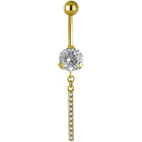 Bright Gold PVD Jewelled Hanging Bar Navel image