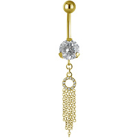 Bright Gold PVD Jewelled Hanging Multi Chain Navel image