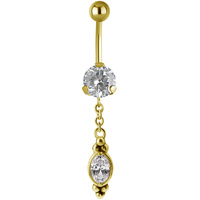 Bright Gold PVD Jewelled Hanging Oval Navel image