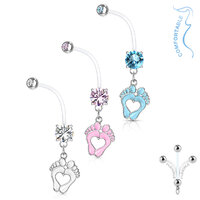 Bio Flex Double Jewelled Baby Feet Navel image