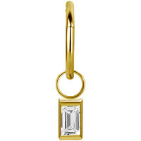 Bright Gold Hinged Segment Ring Baguette Charm  : Clear Crystal image
