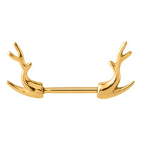 Bright Gold Deer Horn Nipple Barbell image