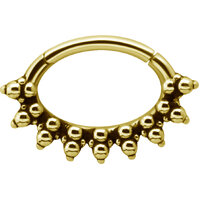 Bright Gold Daith Clicker Tribal Beaded : 1.2mm (16ga) x 6mm