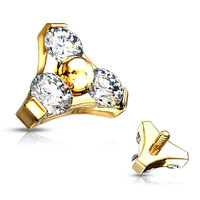 Bright Gold Trinity Prong Set Attachment for Internally Threaded Jewellery image