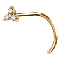 Bright Gold PVD Prong Set Trinity Nose Stud image