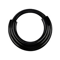 Black Steel PVD Stacked Rings Hinged Clicker : 1.2mm (16ga) x 6mm