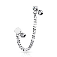 Steel Jewelled Barbell with Chain Linked Round Symbol image