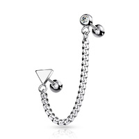 Steel Jewelled Barbell with Chain Linked Triangle Symbol image