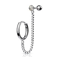 Steel Jewelled Barbell with Chain Linked Hoop image