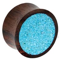 Sono Wood Plug with Crushed Synthetic Turquoise Inlay image
