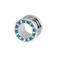 Steel Basicline® Blue Zircon & Clear Channel Set Jewelled Tunnel image