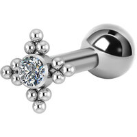 Titanium Internally Threaded Micro Barbell Jewelled Cluster Star : 1.2mm (16ga) x 6mm Clear Crystal image