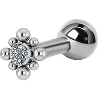 Titanium Internally Threaded Micro Barbell Jewelled Cluster Diamond : 1.2mm (16ga) x 6mm Clear Crystal image