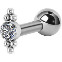 Titanium Internally Threaded Micro Barbell Jewelled Cluster Double : 1.2mm (16ga) x 6mm Clear Crystal image