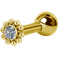 Titanium Bright Gold Internally Threaded Micro Barbell Jewelled Cluster Circle : 1.2mm (16ga) x 6mm Clear Crystal image