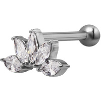 Surgical Steel Internally Threaded Jewelled Crown Micro Barbell : 1.2mm (16ga) x 6mm Clear Crystal image