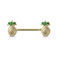 Pineapple Gold Plated Decorative Fashion Nipple Barbell image