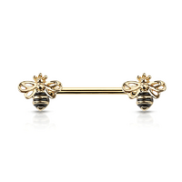 Queen Bee Gold Plated Decorative Fashion Nipple Barbell image