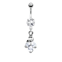 Peacock Cluster Jewelled Dangle Plated Fashion Navel : 1.6mm (14ga) x 10mm image