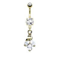 Peacock Cluster Jewelled Dangle Gold Plated Fashion Navel : 1.6mm (14ga) x 10mm image