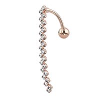 Zig Zag Vertical Drop Jewelled Dangle Rose Gold Plated Fashion Navel : 1.6mm (14ga) x 10mm image