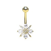 Star Burst Cluster Jewelled Gold Plated Fashion Navel : 1.6mm (14ga) x 10mm image
