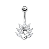 Peacock Marquise Jewelled Cluster Plated Fashion Navel : 1.6mm (14ga) x 10mm image