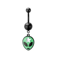 Alien Star Enamel Dangle Black Plated Fashion Navel : 1.6mm (14ga) x 10mm image