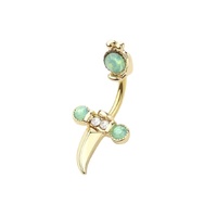 Ornate Dagger Green Water Opal Jewelled Gold Plated Fashion Navel : 1.6mm (14ga) x 10mm image