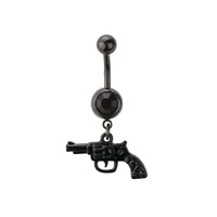 Pistol Dangle Black Plated Fashion Navel : 1.6mm (14ga) x 10mm image