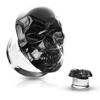 Skull Front Pyrex Glass Double Flare Plug image