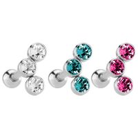 Stainless Steel Triple Disc Jewelled Barbell image