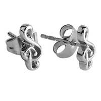 Pair of Surgical Steel Ear Studs - Treble Clef : Treble Clef image