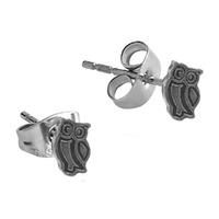 Pair of Surgical Steel Ear Studs - Owl : Owl image