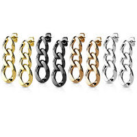 Pair of 316L Chain Link Dangle Stud Earrings image