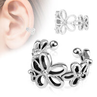 Non-Piercing Ear Cuff Flower with Clear CZ  image