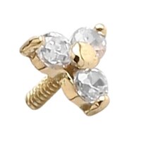 18ct Yellow Gold Internally Threaded Prong Set Jewelled Trinity image