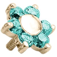 18k Yellow Gold Internally Threaded Prong Set Jewelled Flower : 14g (M1.2) x 5mm x Mint Green image