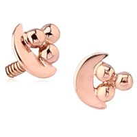 14k Rose Gold Internally Threaded Beaded Crescent Moon : 16g (M0.9) image