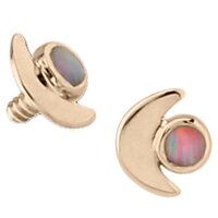 14k Yellow Gold Internally Threaded Opal Crescent Moon : 16g (M0.9) image