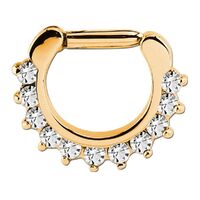 Bright Gold Prong Set Jewelled Septum Clicker image